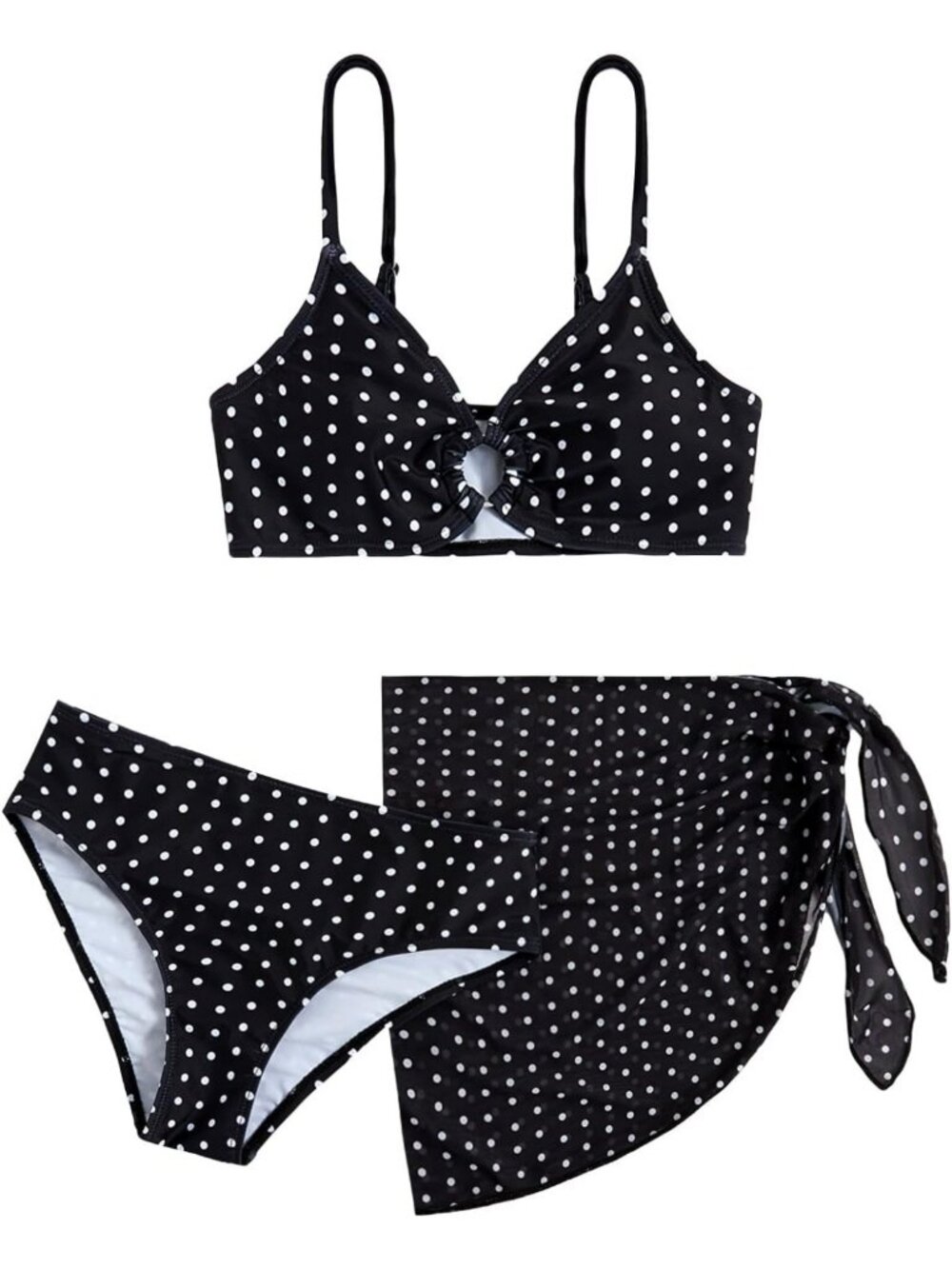 Cute 3-Piece Floral Bikini Set with Beach Skirt | Girls' Swimsuit for Summer Fun